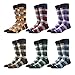 RioRiva Men Formal Dress Trouser Socks Mid Calf British plaid pattern Box Pattern (US Men Size 8-14/EU 42-49, BSK02Y-Pack of 4)
