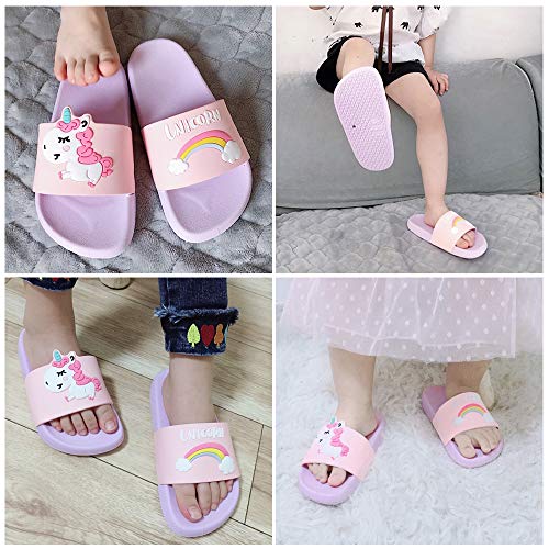 Techcity Kids Unicorn Slide Sandals Non-Slip Summer Beach Water Shoes Boys Girls Shower Pool Slippers thumb #1