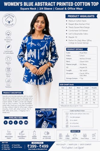 Image of Women's Cotton Printed Tunic Top | Square Neck Full Sleeve Casual Western Top | Trendy Longline Printed Top for Women | Stylish Party, Office