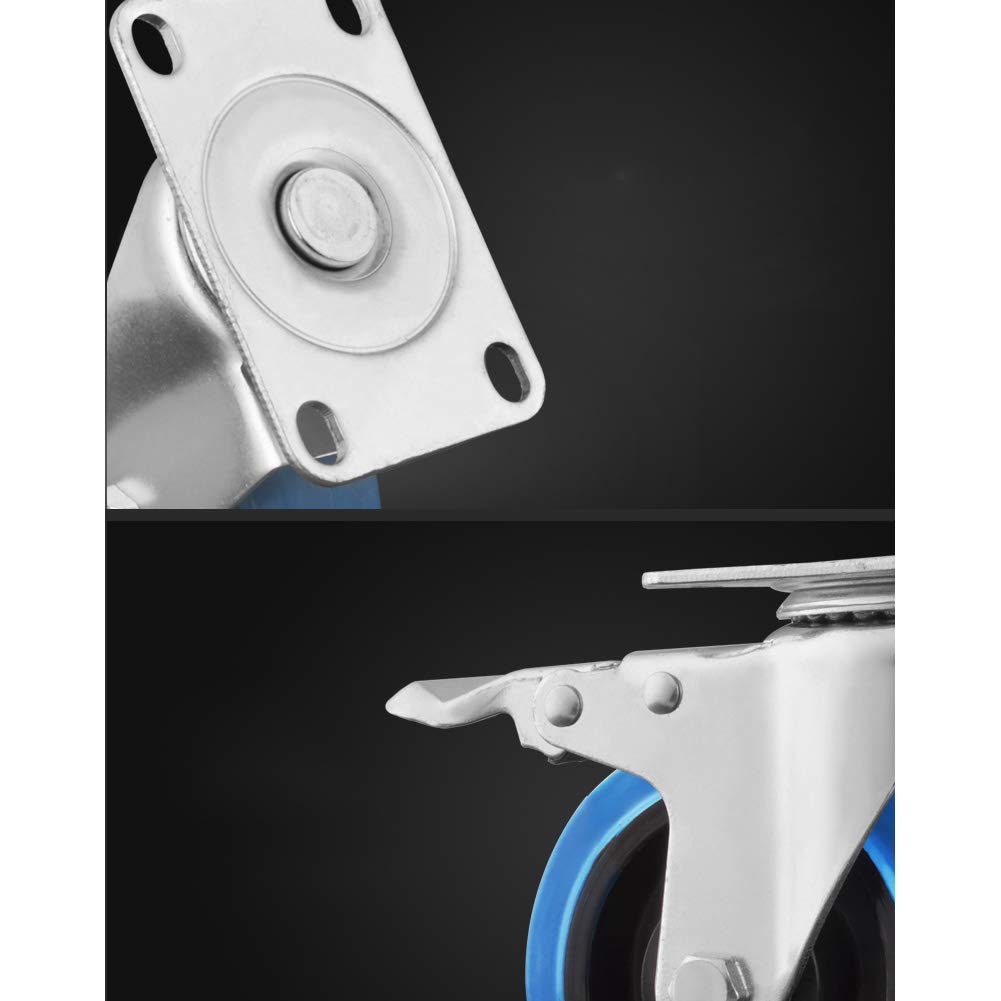 重い義務旋回キャスターホイール、 工業用 350KG サイレント ゴム車輪 ダブルベアリング ユニバーサル スイベル トロリー 4