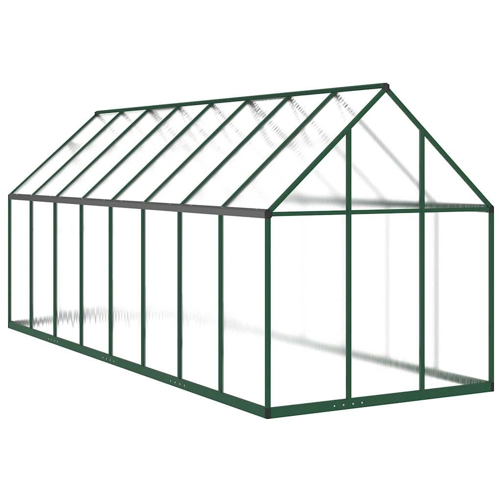 Aluminiowa szklarnia ogrodowa zielona 445 x 169 x 195 cm z panelami