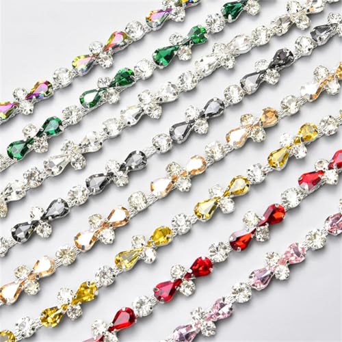 Garniture en Strass Verre Multicolore Rose de Haute Qualité pour Couture d'Élite