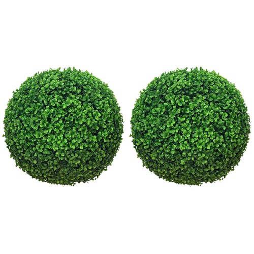 HOMCOM Lot de 2 Boules de buis artificielles de 40 cm, Protection UV, décoration pour la Maison,...