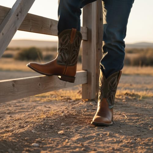 Image of SUREWAY Men's Cowboy Boots, Square Toe Pull On Soft Toe Western Boot