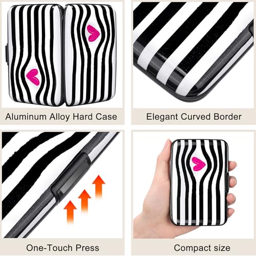 Image of ELFISH Mini RFID Aluminum Wallet Credit Cards Holder Business Card Case Metal ID Case for Men Women (Eye heart)