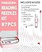FIVEIZERO 87 Pcs Beading Needles Set – 3 Types: 6 Sizes Big Eye Seed Bead Needle & 6 Sizes Long Straight, Collapsible Twisted Flexible Needle, Beading Needles for Jewelry Making