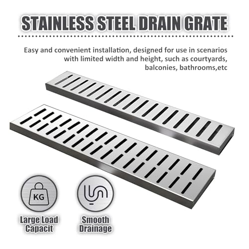 Grille de vidange en acier inoxydable 100x15 cm pour sol béton et allée