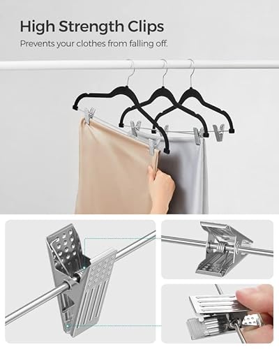 Songmics Skirt Hangers, Set Of 30 Velvet Hangers With Adjustable Clips, Pants Hangers, Space-Saving, Non-Slip For Skirts, Coats, Dresses, 16.7-Inch Long, Black Ucrf12B30 #TOP6