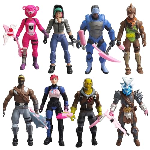 QVDZCA 8pcs Video Game Action Figures with Weapons Toy Figure Set Cake Toppers for Children's Birthday Party Decor Fans Gifts