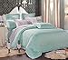 Wake In Cloud - Gray Duvet Cover Set, Reversible with Grey Teal Turquoise, Soft Microfiber Bedding with Zipper Closure (3pcs, Twin Size)