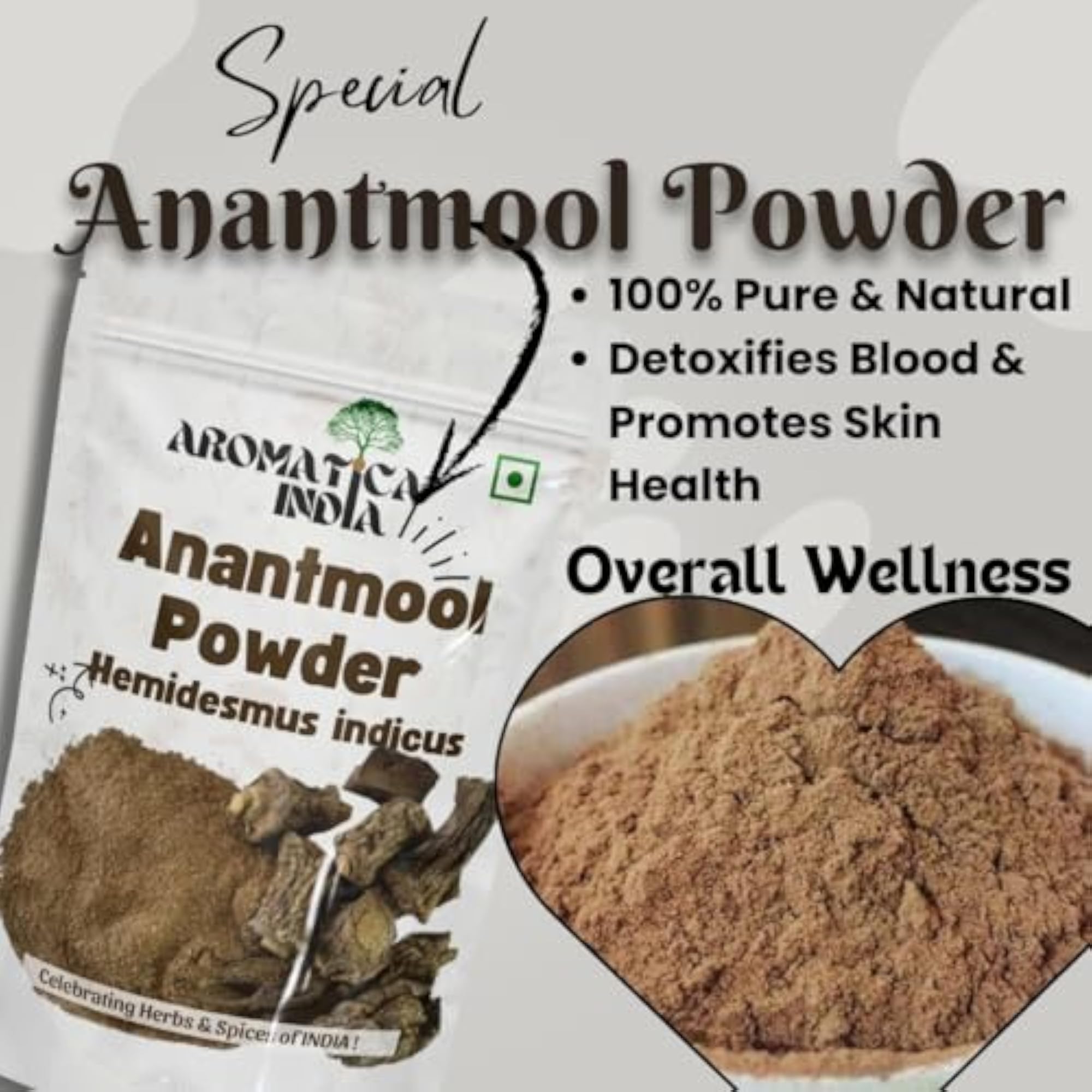Aromatica 100% Pure & Natural Anantmool Powder for Herbal Supplement