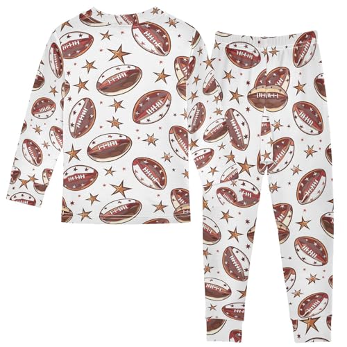 ALAZA Star Rugby Ball American Football Pajamas Long Sleeve Sleepwear 2-Piece Pajama Set2