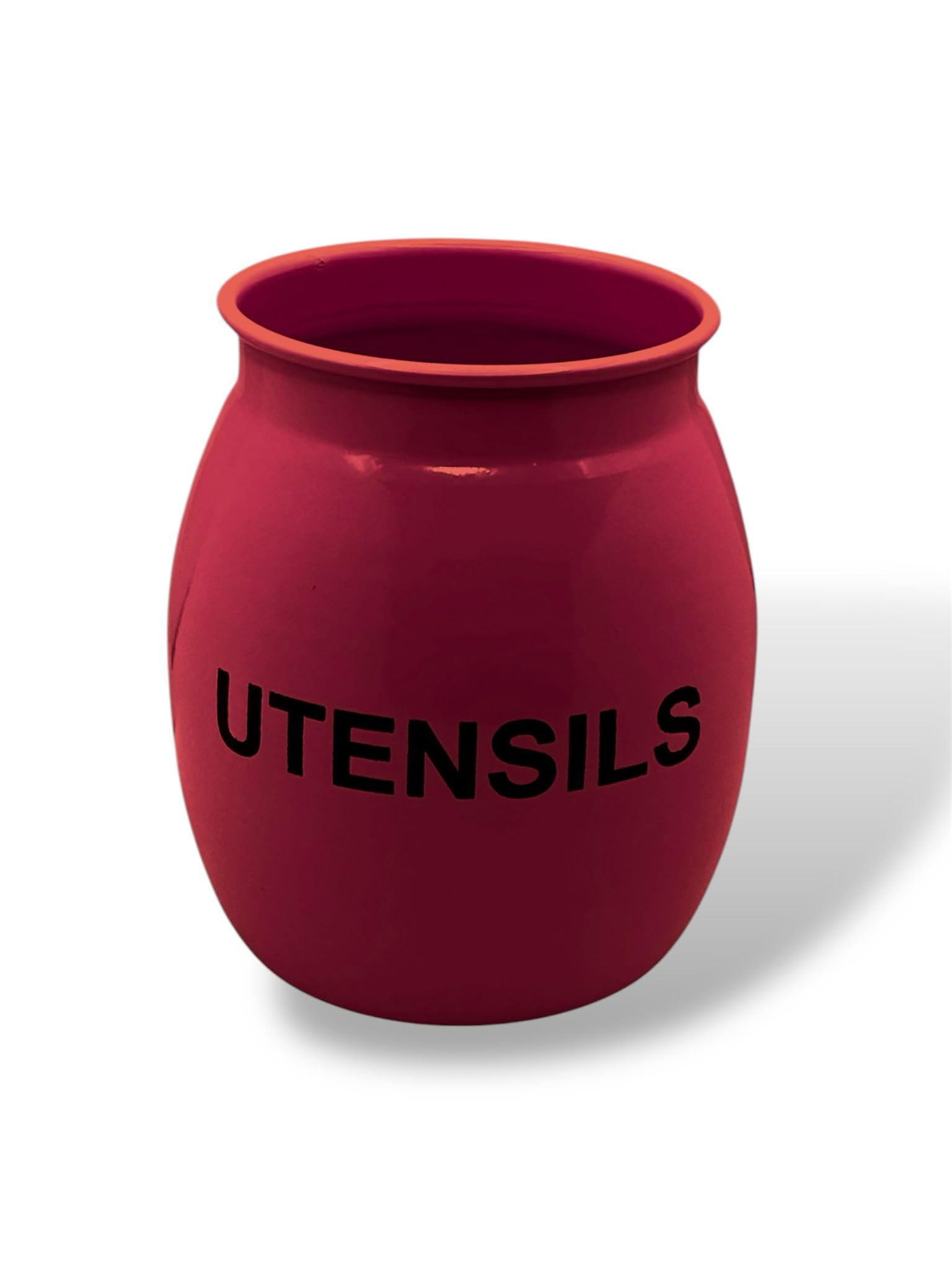 Nobel Red Barrel Shaped Utensil Holder & Organiser, Sturdy Cutlery Holder Storage Container, Spoon Holder (Red)