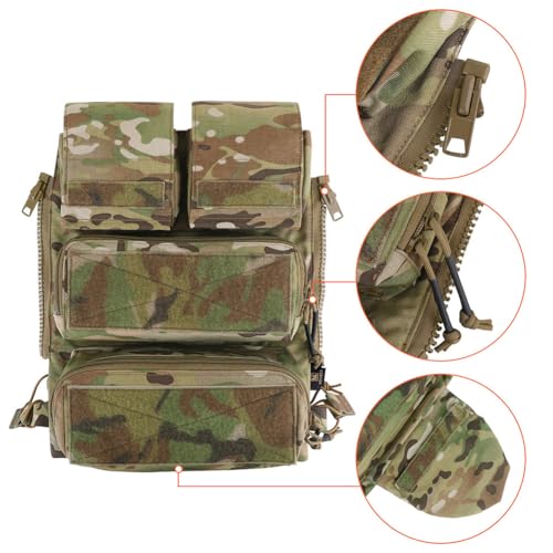 Panneau arrière zippé pour gilet tactique avec sac à dos modulaire Molle - 4