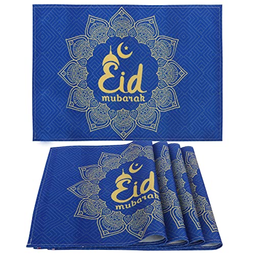 Lot de 4 Sets de Table, Ramadan Sets De Table Imperméables Antidérapant Résistant, Facile à Nettoyer et Stocker, Sets de Table Décoratifs pour la Maison, Le Restaurant et l'hôtel, 45x32cm Cover