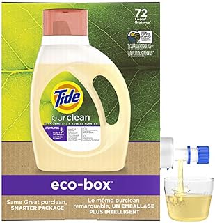 Tide Purclean Plant-Based Liquid Laundry Detergent eco-Box, HE Compatible, 105 fl oz, 72