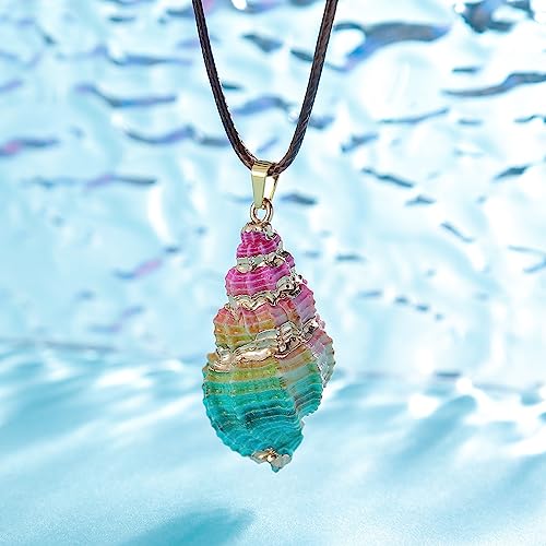 FM FM42 Natural Seashell Shell Scallop Conch Pendant Necklace with 27" Long Rope Chain (25 Styles)3