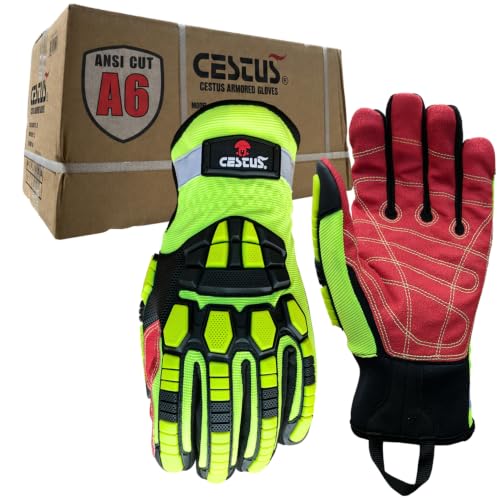 Cestus 3207, 1 Pair Impact Work Gloves, Coarse Palm, ANSI Cut A6, Large