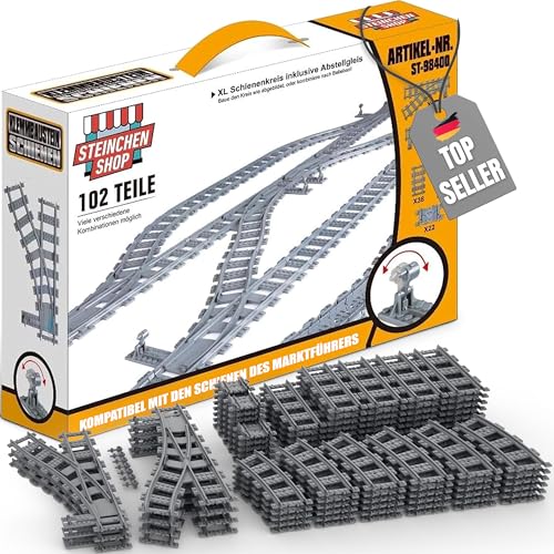 Steinchenshop XL Oval Schienenset – 102 Teile – Gleis System mit...