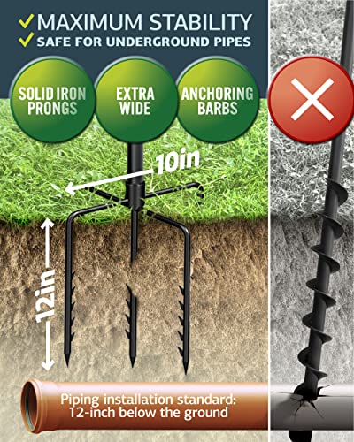 Backyard Therapy Outdoor String Light Poles- 9Ft Poles For Hanging Lights Outside - Galvanized & Powder Coated - Secure Ground Grip Stand - Garden, Deck, Or Patio Area Lighting, 2 Posts Pack #TOP3