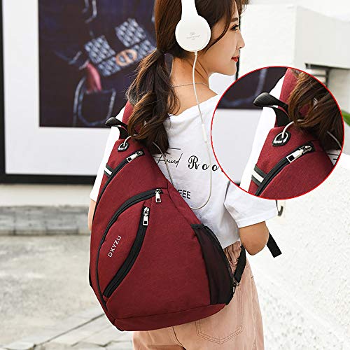 WDEC Sac à Bandoulière Antivol & Sac de Poitrine pour Homme et Femme, Sling Bag Étanche avec Fermeture Éclair, Petit Sac à Main Crossbody pour le Voyage, les Sports de Plein Air et le Quotidien(Rouge) – vue 6