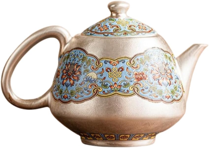 Luxury Cloisonné Enamel Tea Cup with 999 Pure Silver-Clad, Chinese Gongfu Tea Pot and Cups, Vintage Floral Kung Fu Tea Service for Home Tea Ceremony, Decorative Asian Teaware Gift Set (2, Tea cup)