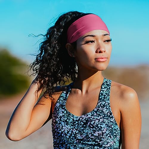 Image of Suddora Solid Color Wide Headband /Sweatband (Made in USA) - Workout, Football, Soccer, Yoga (Pink)