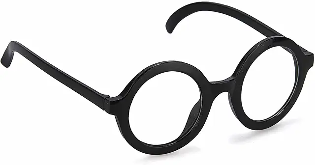 Runde Brille für Erwachsene - Schwarze Kunststoffbrille ohne Gläser für Karneval