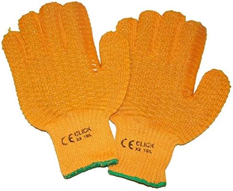 PACKAGING AND DISPOSABLES Yellow/Orange Criss Cross Grip Work Safety Gloves (10)