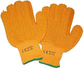PACKAGING AND DISPOSABLES Yellow/Orange Criss Cross Grip Work Safety Gloves (10)