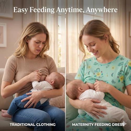 Image of Zero Clothing Feeding Dress for New Moms Casual Loungewear Ankle Length | Cotton Maternity Nighty | Zipless Feeding Dresses for Women | Pregnancy & Nursing Wear