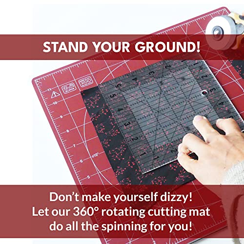 Madam Sew Self Healing Cutting Mat, 12X12 Rotating Cutting Mat For Quilting, Sewing And Crafts Features 360 Degree Rotation, Lockable Non-Slip Base And Accurate Grid And Bias Lines For Precise Cuts #TOP1
