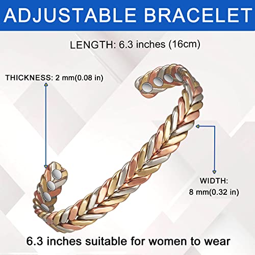 6 Magnets Copper Magnetic Bracelets For Arthritis Pain Relief Aid For Men Or Women （Cpb-0932 ） #TOP4