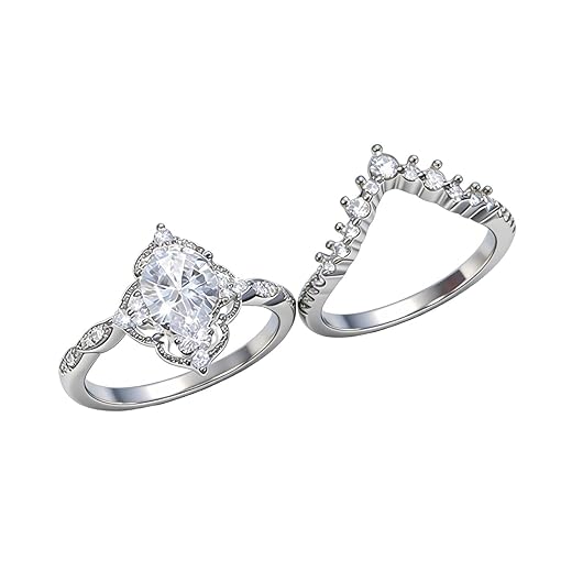 Platinum Plated Teardrop Ring Set