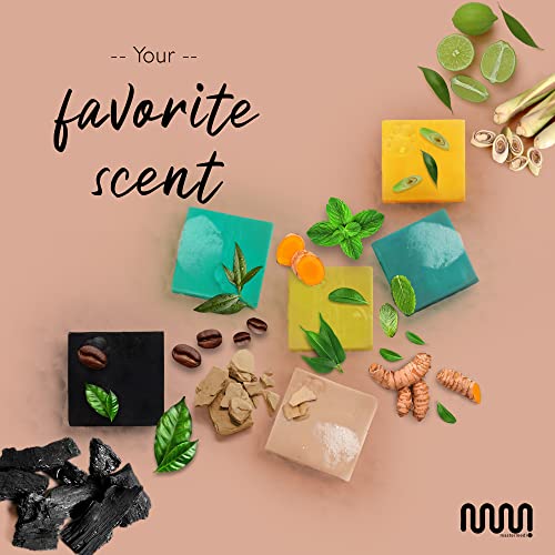 Mastermedi All Natural Soap Bar Charcoal With Coffee|Tea Tree|Turmeric|Lemongrass & Citrus|Fuller Clay|Menthol, Softer & Smoother Skin, Handmade Organic Soap Scented With Premium Essential Oils & Natural Flavors, Women & Men's Bar Soap, Pack 6 #TOP5