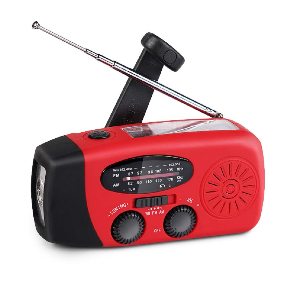 Upgrade Portable Solar Emergency Weather Radio Hand Crank AM FM NOAA Survival Radios with LED Flashlight 2000mAh Power