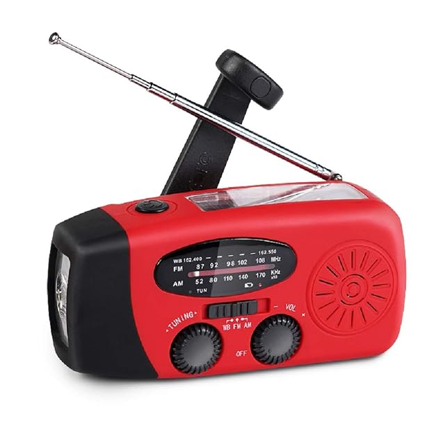 Upgrade Portable Solar Emergency Weather Radio Hand Crank AM FM NOAA Survival Radios with LED Flashlight 2000mAh Power