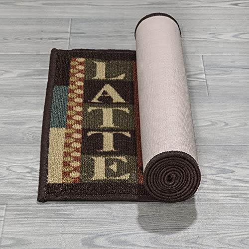 Machine Washable Coffee Cups Design Non-Slip Rubberback 2X5 Indoor Kitchen Runner Rug For Hallway, Kitchen, Living Room, Bedroom, Entryway, 20" X 59", Dark Orange #TOP3