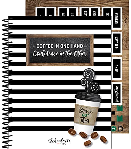 Schoolgirl Style Academic Teacher Planner - Undated Weekly Monthly Plan Book, Industrial Cafe Lesson Planner and Organizer for Classroom or Homeschool (8.4  x 10.9 )