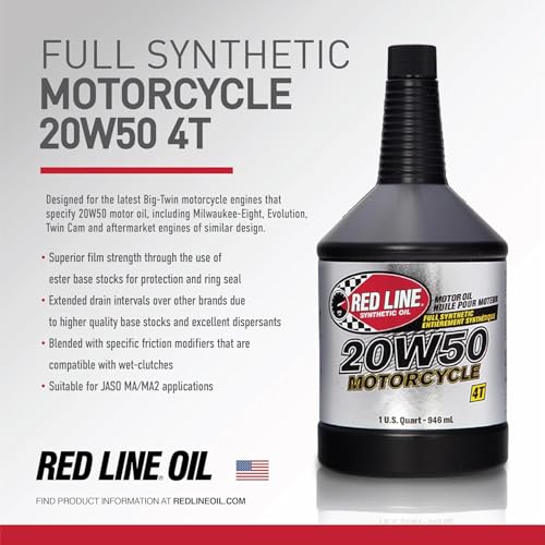 Red Line 42504 20W50 Motorcycle Oil Synthetic - 4 Quarts by Red Line - Image 3