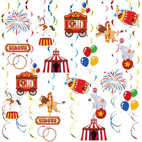 AUNGCSHE Decoration Carnaval Clown, Guirlande Spirale Colorée avec Motifs de Clown pour Decoration Carnaval, Les Décorations de Cirque, Les Anniversaires et...