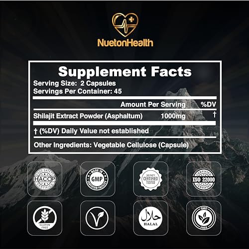 Himalayan Shilajit Capsules - 100% Pure & Natural 90 Vegan Pills - Gold Grade Wellness, Energy & Vitality Supplement for Men & Women - Grade A Authentic Shilajit Rich in Fulvic & Humic Acid