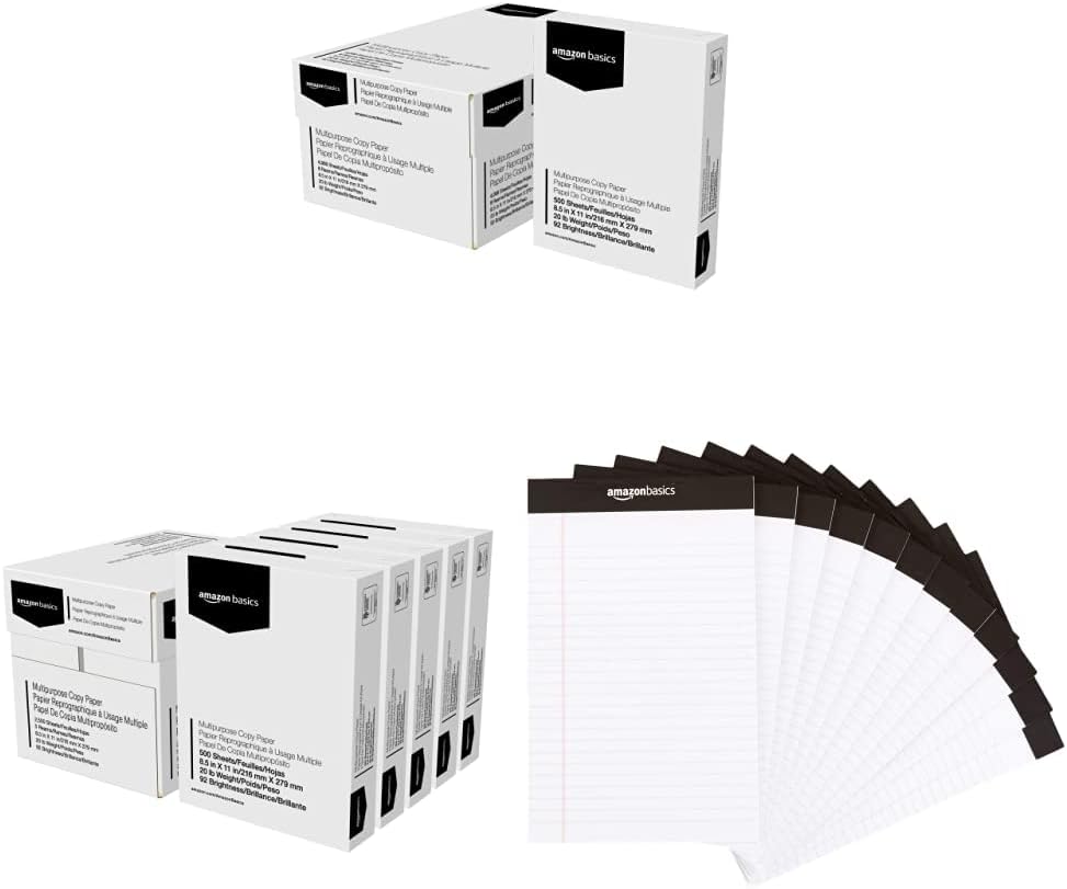 Amazon Basics Multipurpose Copy Printer Paper, 8 Ream Case & Multipurpose Copy