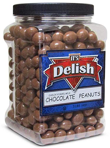Gourmet Milk Chocolate Covered Peanuts By Its Delish – 3Lbs Jumbo Reusable Container – Premium Dairy Chocolate Coated Peanuts #TOP20