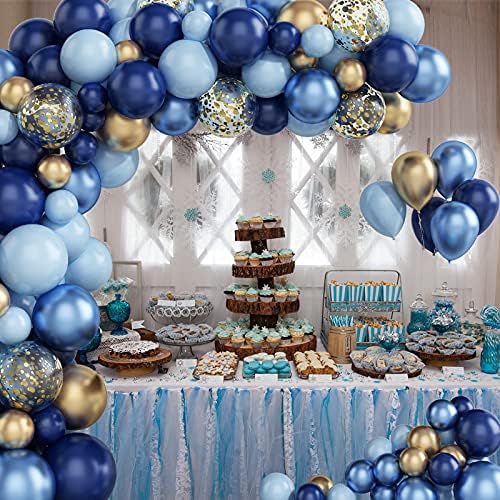 97PCS Navy Blue Balloon Garland Arch Kit, Metallic Blue and Macaron Blue Balloons, Gold Confetti and Metallic Gold Balloons Arch for Birthday Party Decorations, Wedding, Bridal Shower, Baby Shower — view 5
