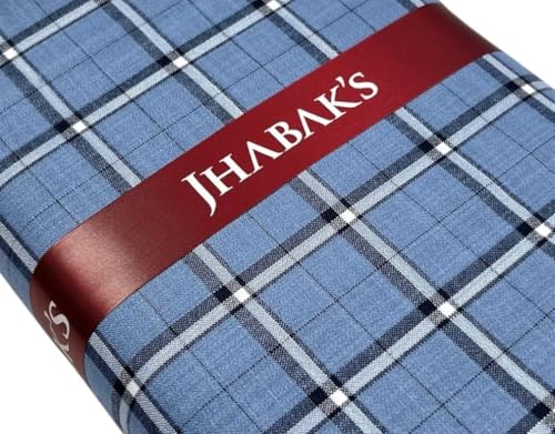 Image of JHABAK'S Cotton Blend Unstitched Checkered Fabric for Men - 2.35m Shirt Piece / 3m Kurta Piece - Width 36 Inches