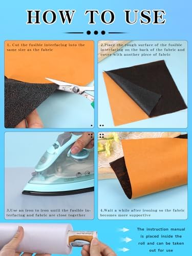 11.6" x 30 yd Black Lightweight Fusible Interfacing for Sewing - 3