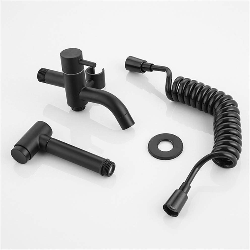 Bidets Faucet Chrome/Black Brass Wall Mounted Mop Slot Tap Cold Water Toilet Corner Valve Handheld Bidets Spray Gun Sets Toilet,Chrome (Black)