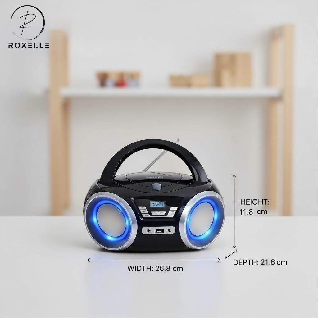 Lecteur CD portable CD-300 BT FM MP3 USB AUX éclairage RVB double alimentation AC batterie écran LCD prise casque