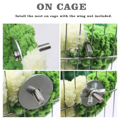 Image of Bird Nest and Bed for Cage with Suction Cup and Fluff - Breeding Accessories for Budgie, Lovebird, Parrotlet, Canary, Finch and Other Small Birds